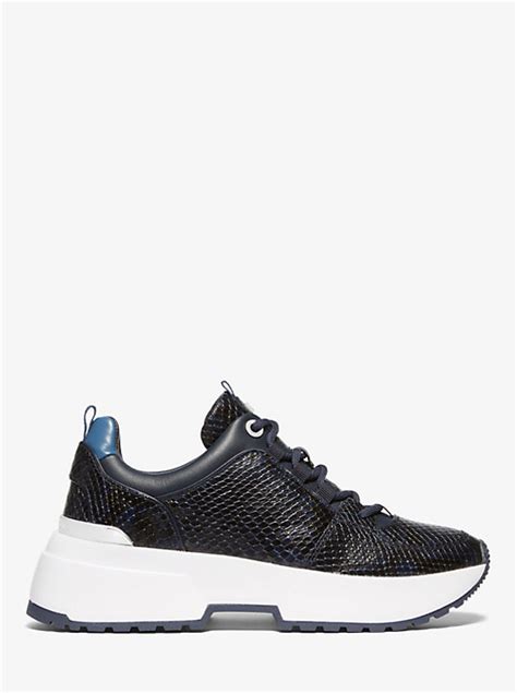 michael kors cosmo snake-embossed leather trainer|MICHAEL Michael Kors Cosmo Canvas and Snake.